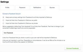 Delicious permite importar enlaces de Facebook y elimina las stacks