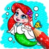 Mermaid coloring for kids icon
