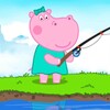 Hippo fishing icon