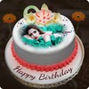 Name photo on birthday cake icon