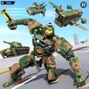 Army bus robot car game icon