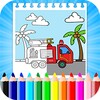 Drawing of vehicle and coloring book icon