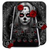 Black Red Rose Lady Skull Theme icon
