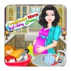 Pregnant Mom Washing Dishes icon