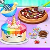 Sweet unicorn cake bakery chef icon