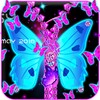 Neon butterflies zip locker icon