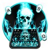 Cyan Fire Skull Keyboard Theme icon
