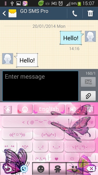 GO Keyboard Pink Butterflies Theme - Preview 7