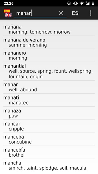 Spanish-English offline dict. - Preview 1