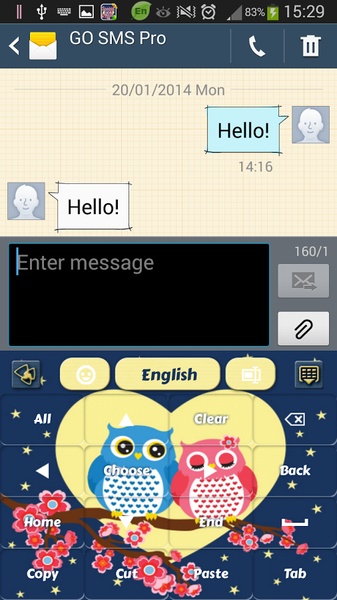 GO Keyboard Sweet Owl Theme - Preview 7