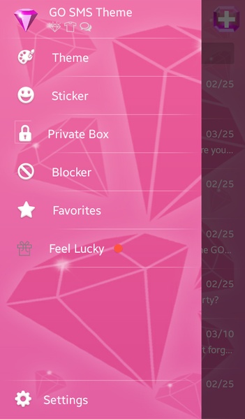 GO SMS Pink Diamonds Theme - Preview 6