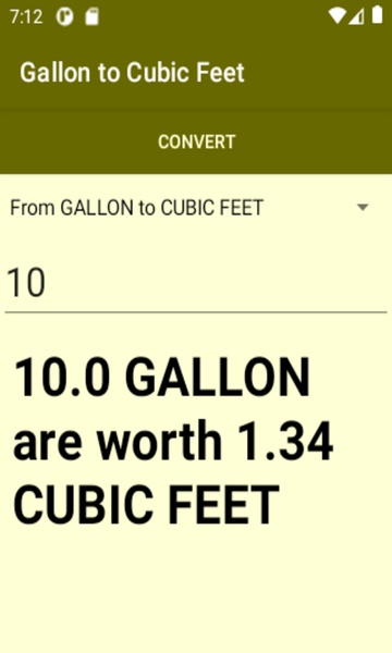 Gallon to Cubic Feet converter - Preview 4