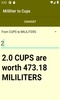 Mililiter to Cups converter screenshot 1