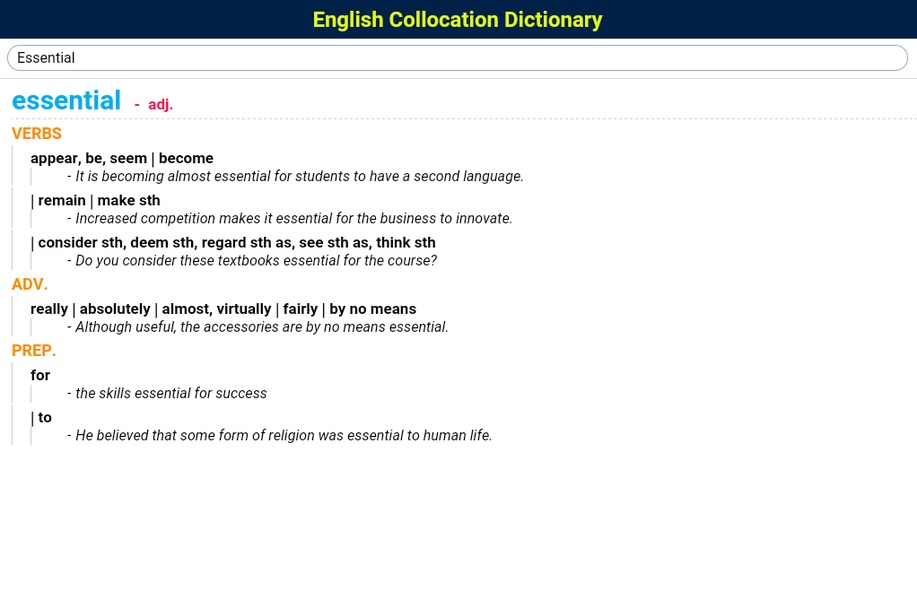 Collocation Dictionary - Preview 3