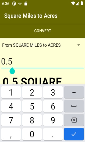 Square Miles to Acres converter - Preview 3