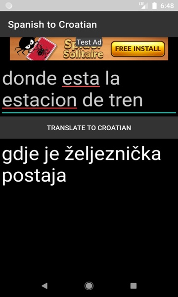Spanish to Croatian Translator - Preview 2