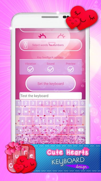 Cute Hearts Keyboard Design - Preview 2