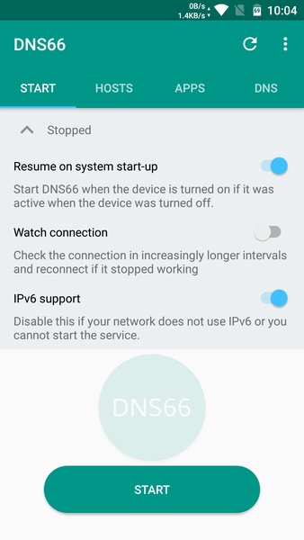 Aplicación de bloqueo de anuncios DNS66 para Android