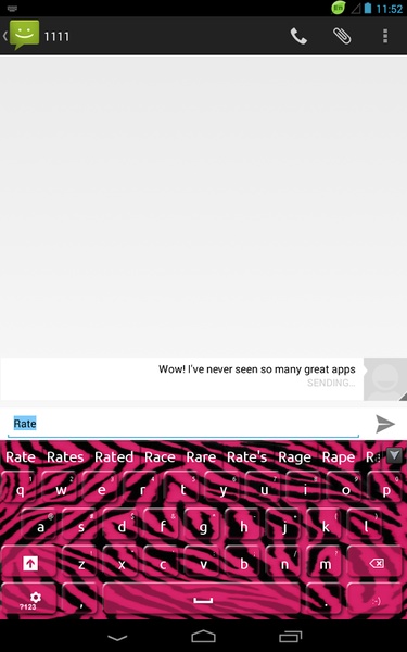 GO Keyboard Pink Zebra Theme - Preview 1