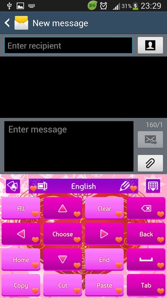 GO Keyboard Purple Heart Theme - Preview 7