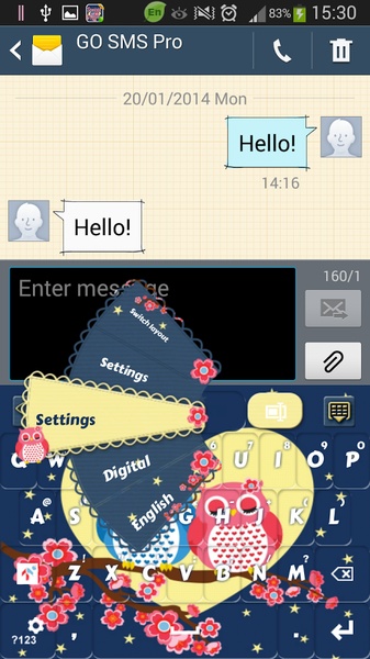 GO Keyboard Sweet Owl Theme - Preview 11
