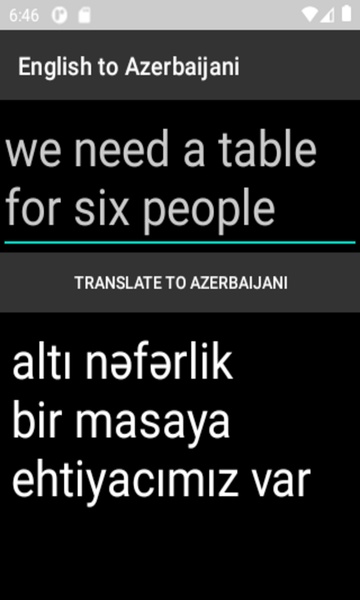 English to Azerbaijani Translator - Preview 1