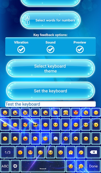 Neon Blue Emoji Keyboard - Preview 1