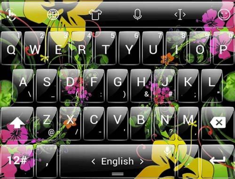 Theme x TouchPal Glass Black Flowers - Preview 1