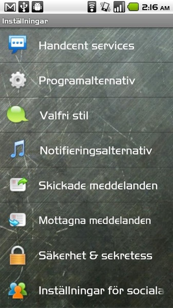 Handcent SMS Swedish Language Pack - Preview 1