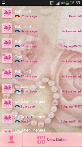 exDialer Pink Bow Theme - Preview 6