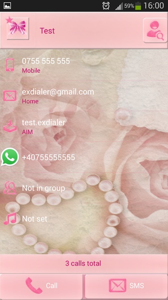 exDialer Pink Bow Theme - Preview 1