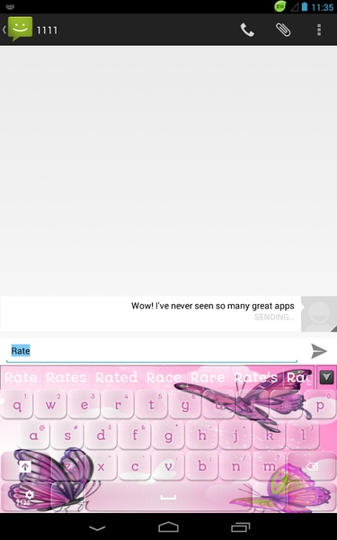 GO Keyboard Pink Butterflies Theme - Preview 1
