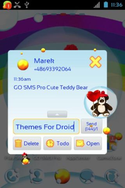 GO SMS Pro Cute Teddy Bear - Preview 1