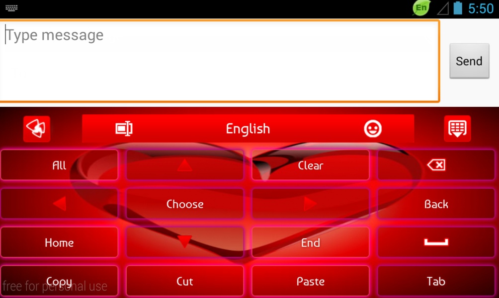 GO Keyboard Red Heart Theme - Preview 3