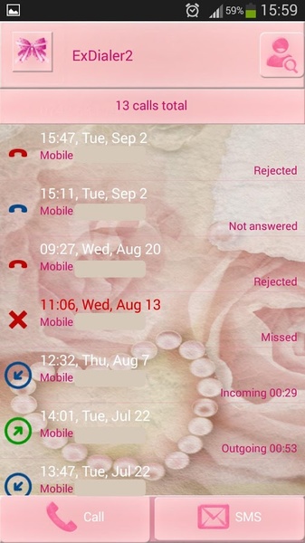 exDialer Pink Bow Theme - Preview 3