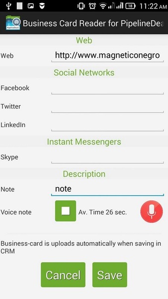 Business Card Reader for PipelineDealsCRM - Preview 1