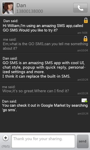 GO SMS Pro Dark Theme - Preview 3
