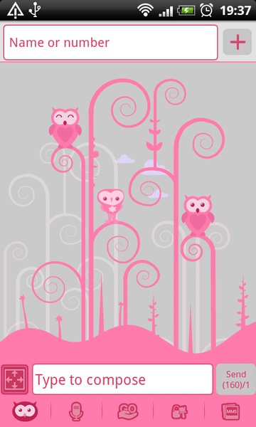 GO SMS Pink Owl Theme - Preview 4