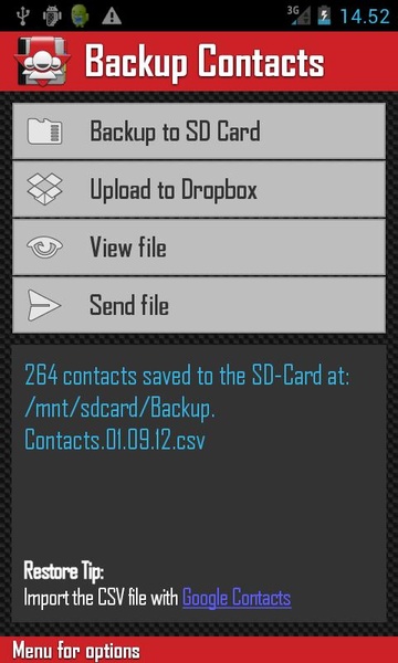 Backup Contacts - Preview 2