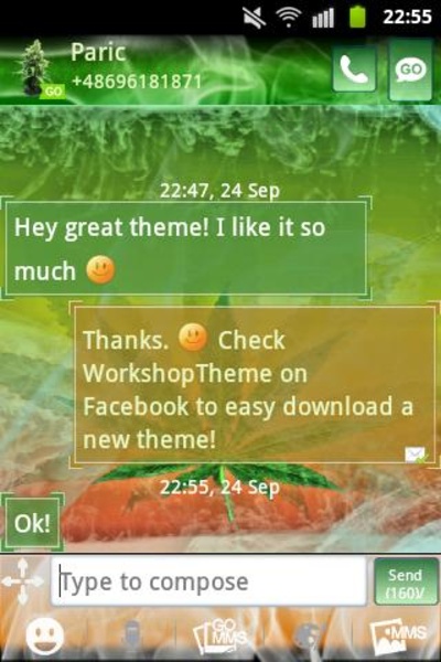 GO SMS Pro Theme Ganja Weed - Preview 4