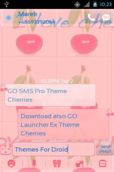 GO SMS Pro Theme Cherries - Preview 2