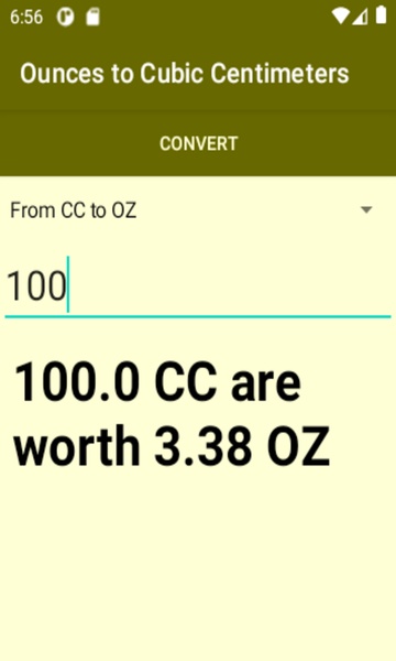 Ounces to Cubic Centimeters converter - Preview 1