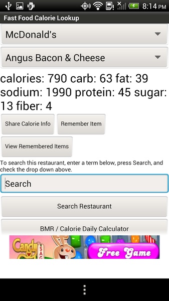 Fast Food Calorie Lookup - Preview 3