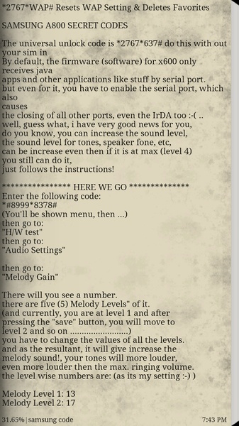 SAMSUNG RESET CODE - Preview 1