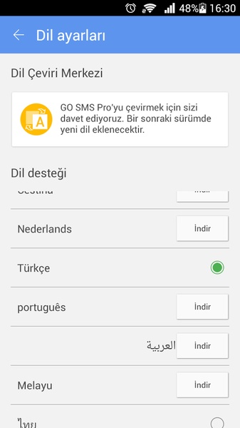 GO SMS Language Turkish - Preview 1