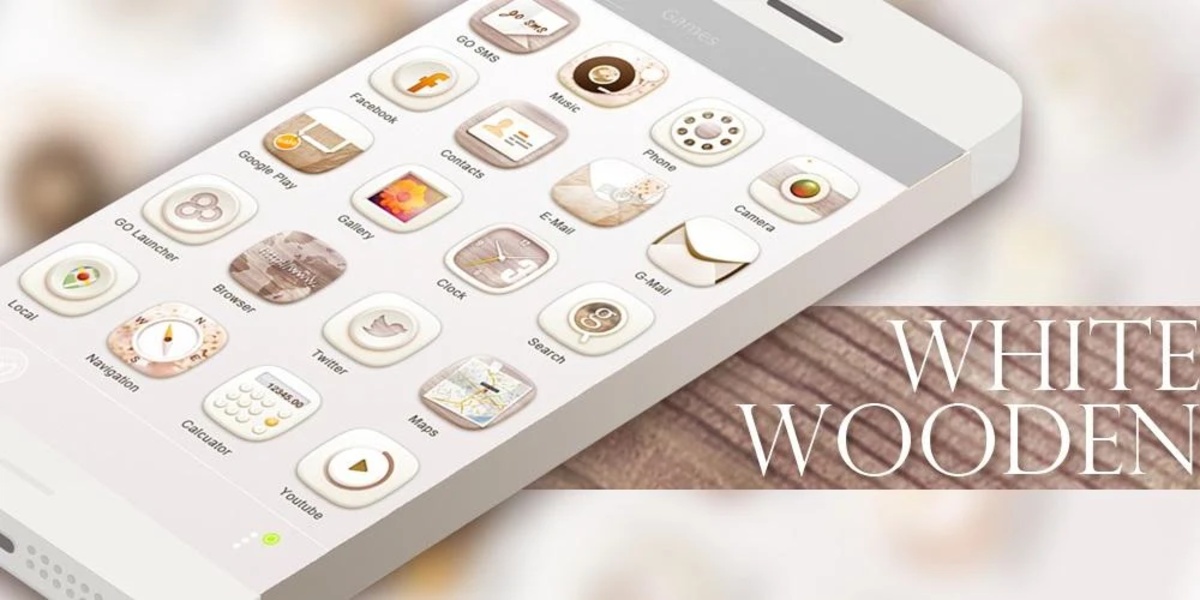 White Wooden GOLauncher EX Theme - Preview 1