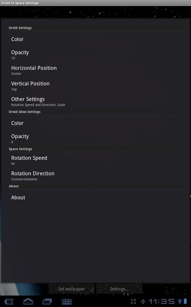 Droid in Space Live Wallpaper - Preview 3