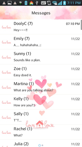 GO SMS LoveLove Theme - Preview 4
