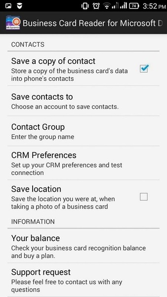 Business Card Reader for Microsoft Dynamics CRM - Preview 5