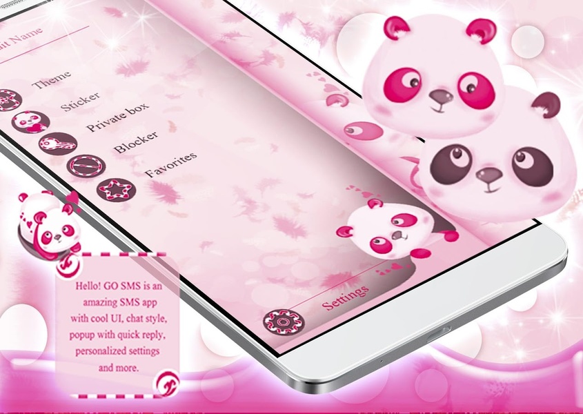 GO SMS Pink Panda - Preview 3